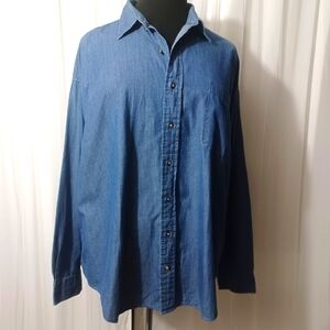 FIELD GEAR Blue Denim Long Sleeves Shirt Size: XXL